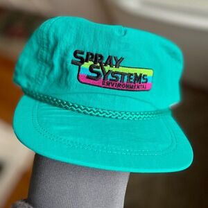 80s Vintage Spray Systems‎ Environmental Teal Rope Hat Snapback Cap